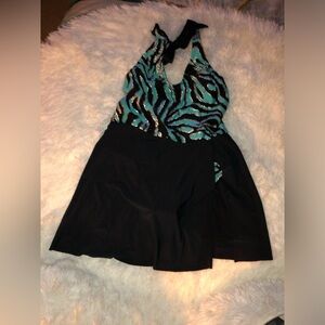 Black and Teal Women's One-Piece Swimsuit